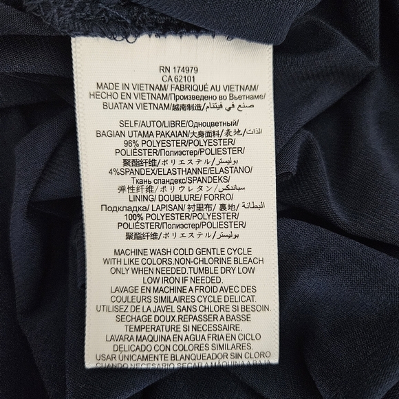 BCBGeneration Midi Dress Navy Sleeveless Keyhole Back Drape Pockets Medium - Picture 8 of 10